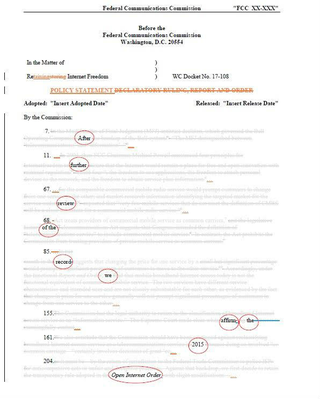Pai’s anti-net neutrality order, as edited by FCC Commissioner Mignon Clyburn.